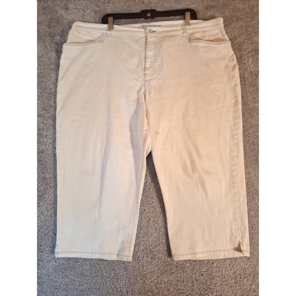 Lauren Ralph Lauren White Denim Capris Classic Midcalf Plus Size 22W Off White